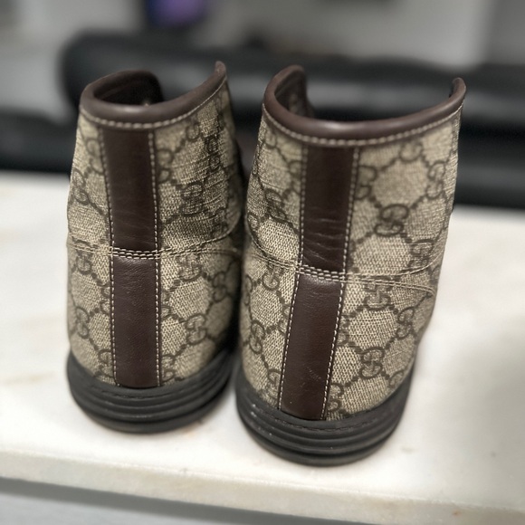 Gucci Brown/Grey GG Canvas High Top Sneakers Size 40 - Picture 5 of 9